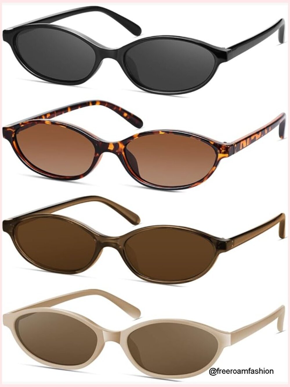 Retro Oval Cat Eye Sunglasses Y2K Narrow Shades UV Protection